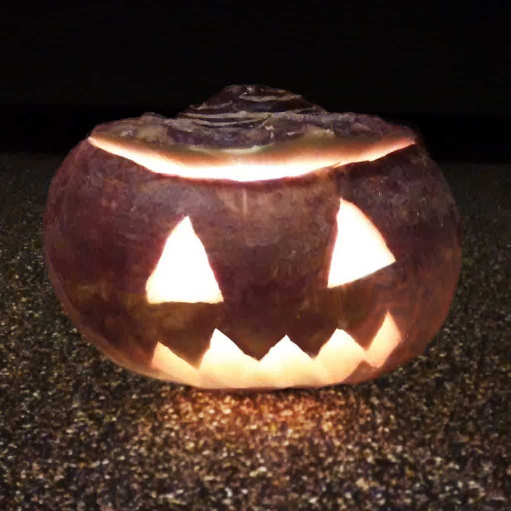 Halloween carved turnip.