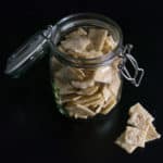 Gluten free, vegan rosemary and sea salt crackers. In a jar ready to eat.