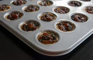 Gluten free, vegan filled mini mince pie cases. Baked and ready to decorate