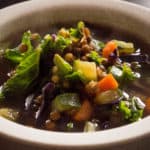 Rainbow winter vegetable soup with quinoa