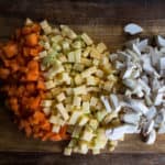 Chopped turnip/ swede, carrot and msuhrooms