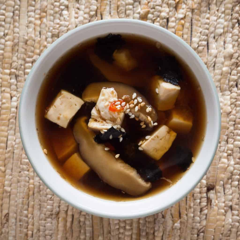 Miso Soup with Tofu and Shitake Mushrooms: ready to eat