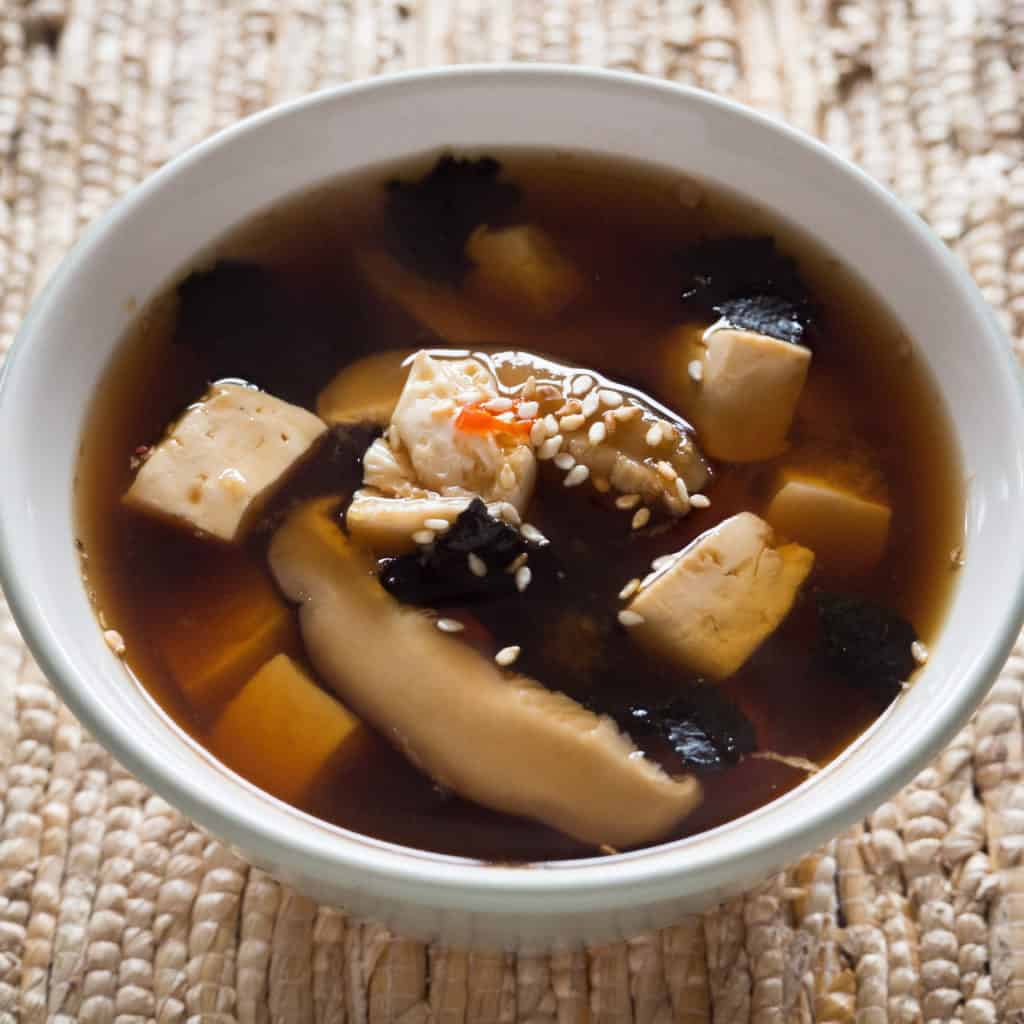 Miso Soup with Tofu and Shitake Mushrooms: ready to eat