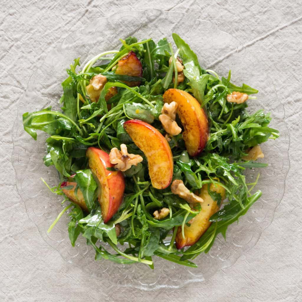 Grilled Nectarine Salad with Rocket and Walnuts