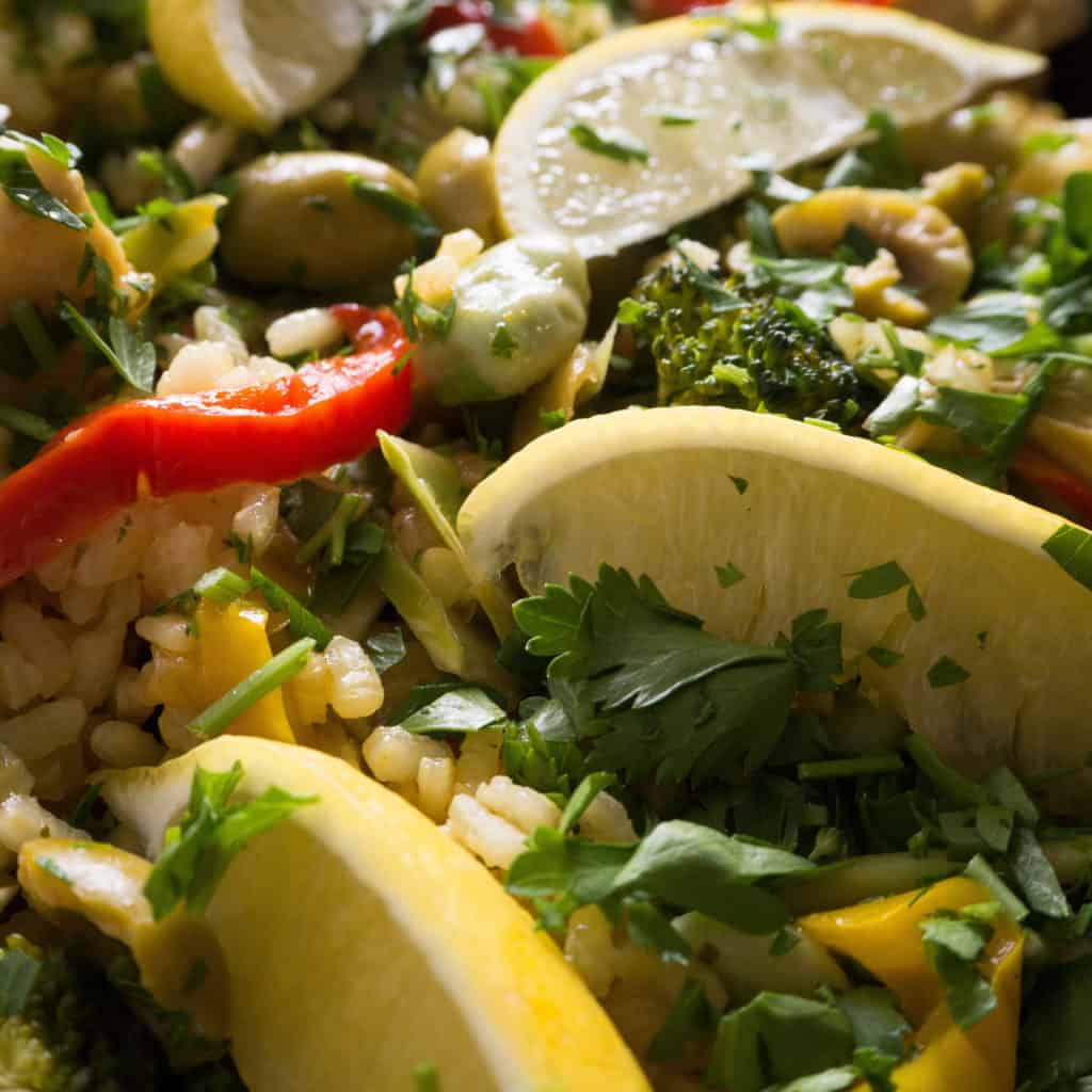 Gluten-free, vegan, allergy-friendly, seasonal. Summer Vegetable Paella