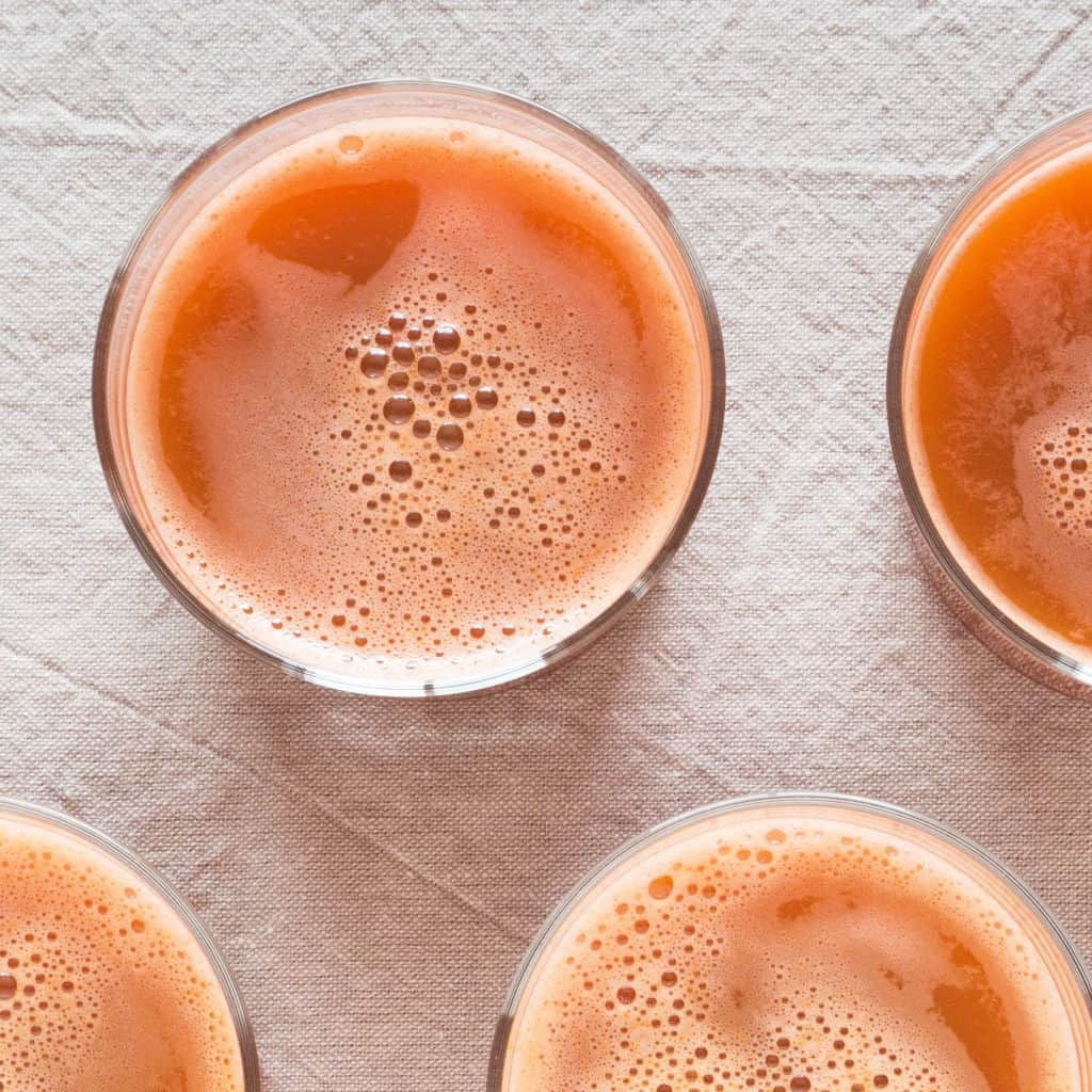 Carrot and Ginger Juice - No Juicer Required. Gluten-free, vegan, allergy-friendly, seasonal