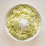 Gluten free, vegan sauerkraut - shredded cabbage with salt