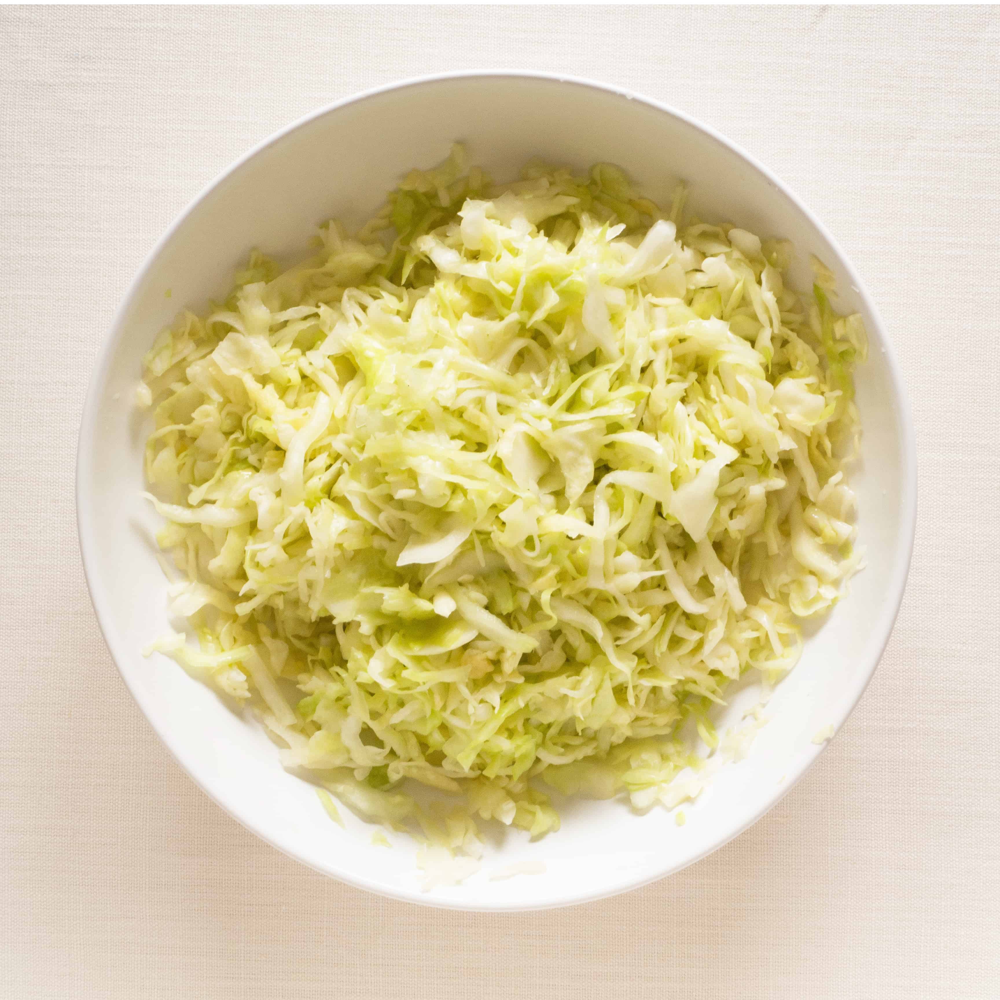 Gluten free, vegan sauerkraut - shredded cabbage