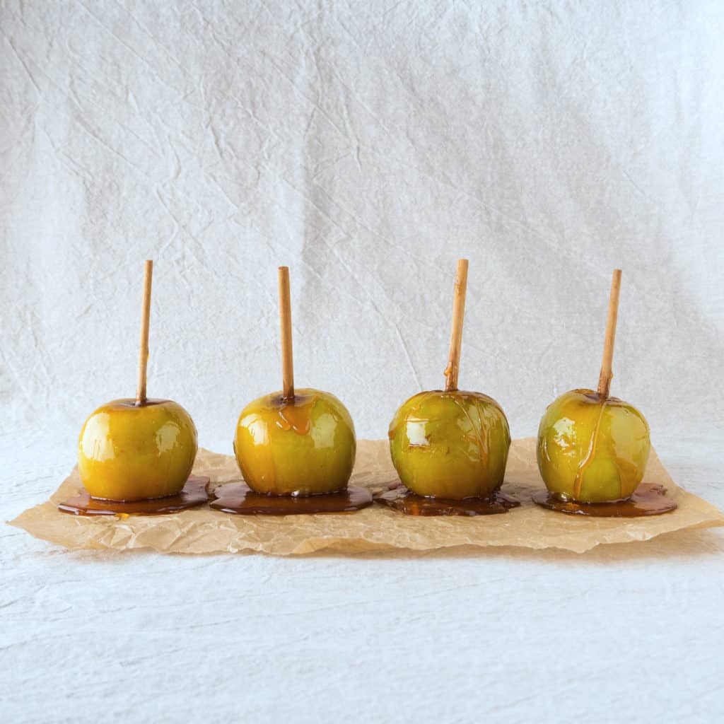 Vegan Toffee Apples - ready to eat.