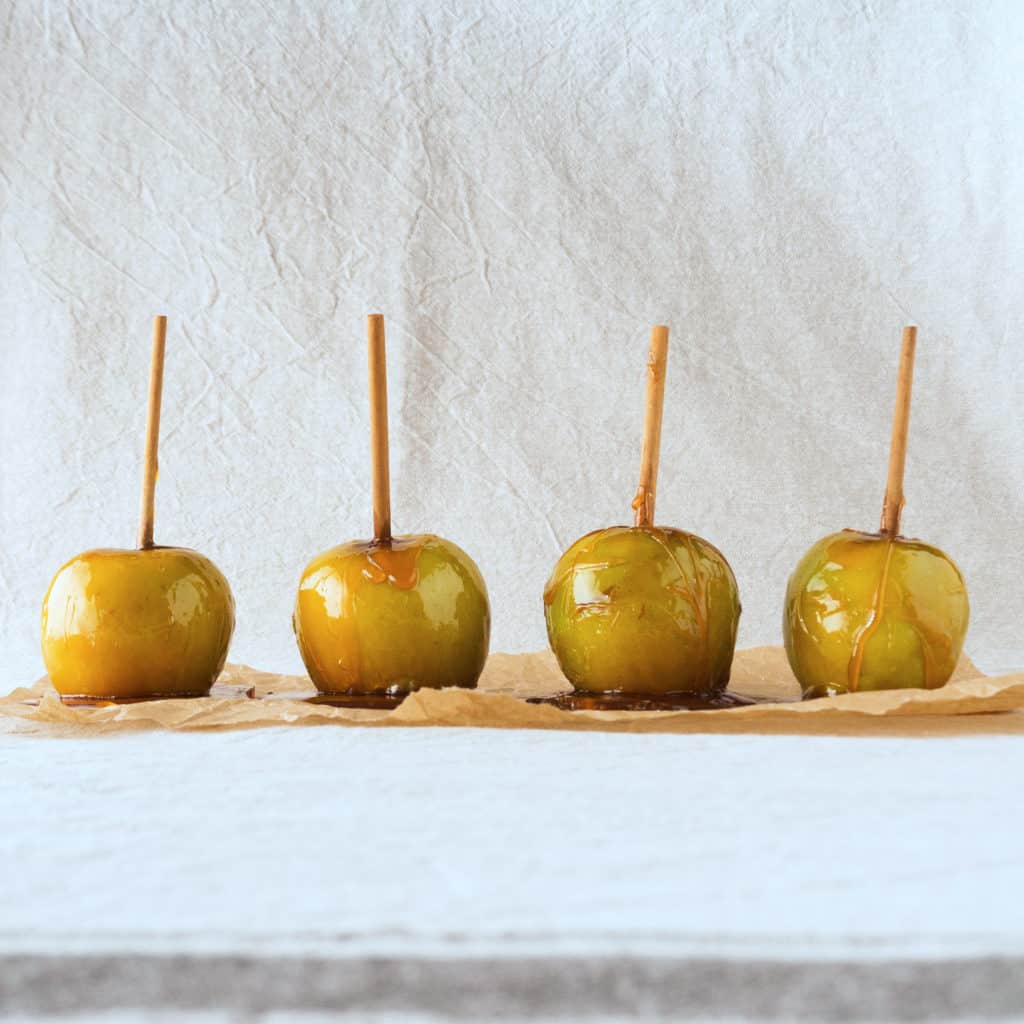 Vegan Toffee Apples - ready to eat.