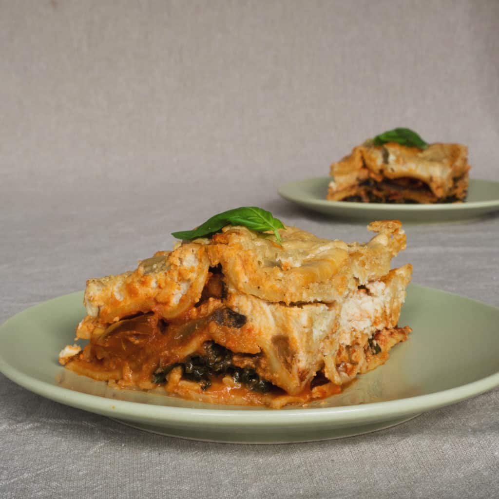 Porcini Mushroom and Cavolo Nero Lasagne - ready to eat.