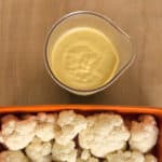 Gluten-Free, Vegan Cauliflower Cheese - ready to pour over sauce and bake!