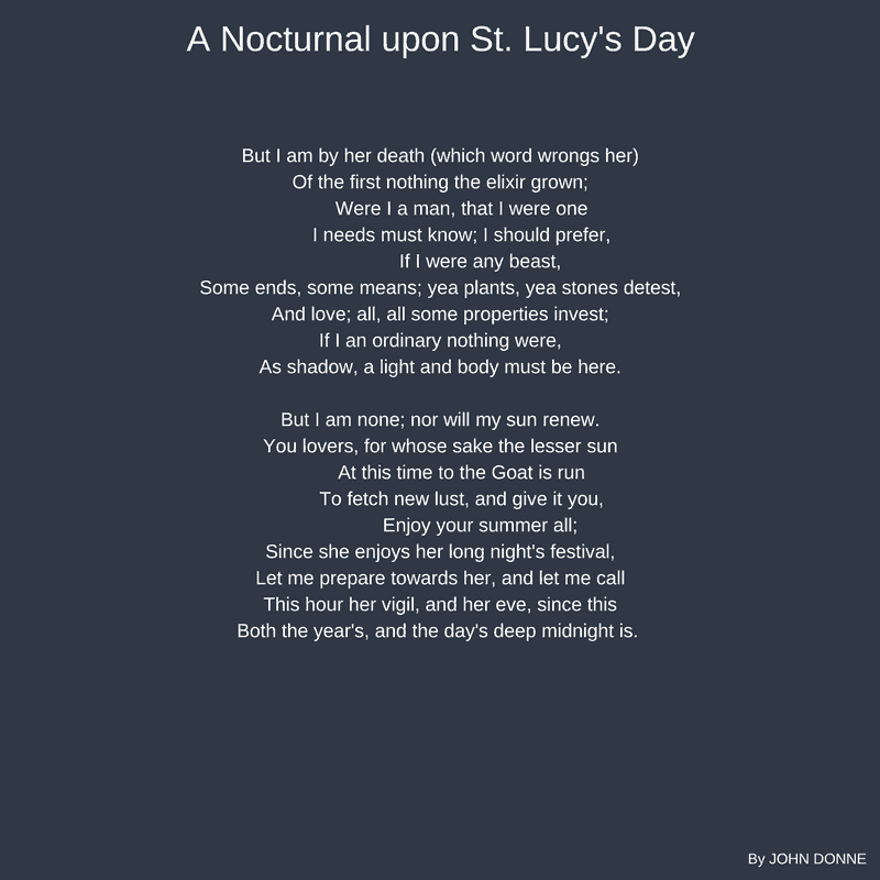 A Nocturnal upon St. Lucy's Day John Donne. Winter Solstice