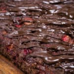 Uber Rich Chocolate and Strawberry Brownies - Gluten-Free, vegan. Baked and ready to slice