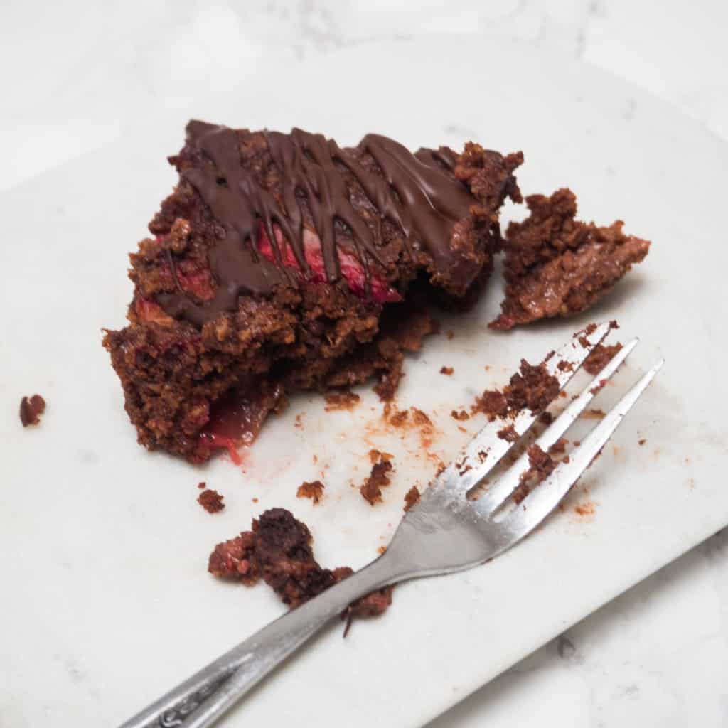 Uber Rich Chocolate and Strawberry Brownies - Gluten-Free, vegan. From FriFran