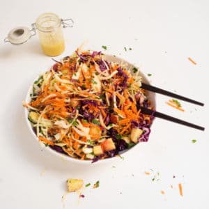 Gluten-free, vegan Super Spring Slaw - dressed and ready to serve