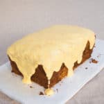 Gluten-free, vegan Parsnip Loaf Cake With Orange Frosting. From FriFran