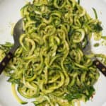Herby Courgette Spaghetti with Walnut Pesto - gluten-free, vegan