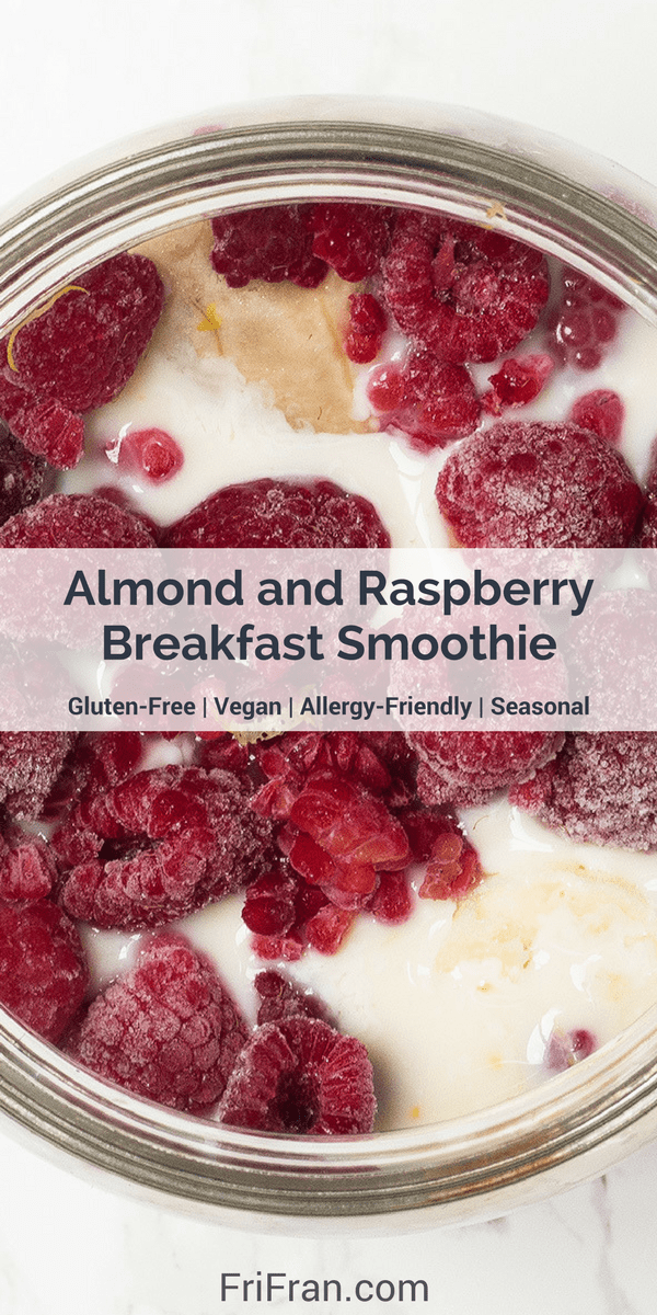 Almond and Raspberry Breakfast Smoothie. #GlutenFree #Vegan. From #FriFran