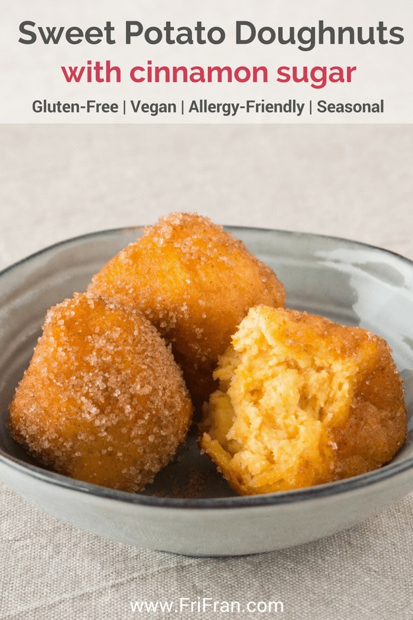 Sweet Potato Doughnuts. #GlutenFree #Vegan. From #FriFran