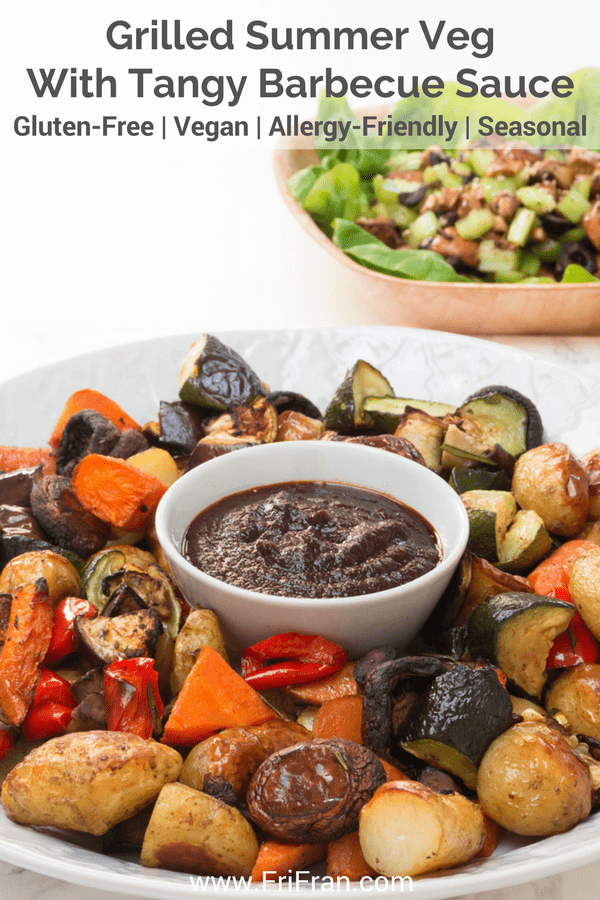 Grilled Summer Veg With Tangy Barbecue Sauce. #GlutenFree #Vegan. From #FriFran