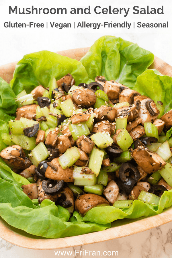 Mushroom and Celery Salad. #GlutenFree #Vegan. From #FriFran