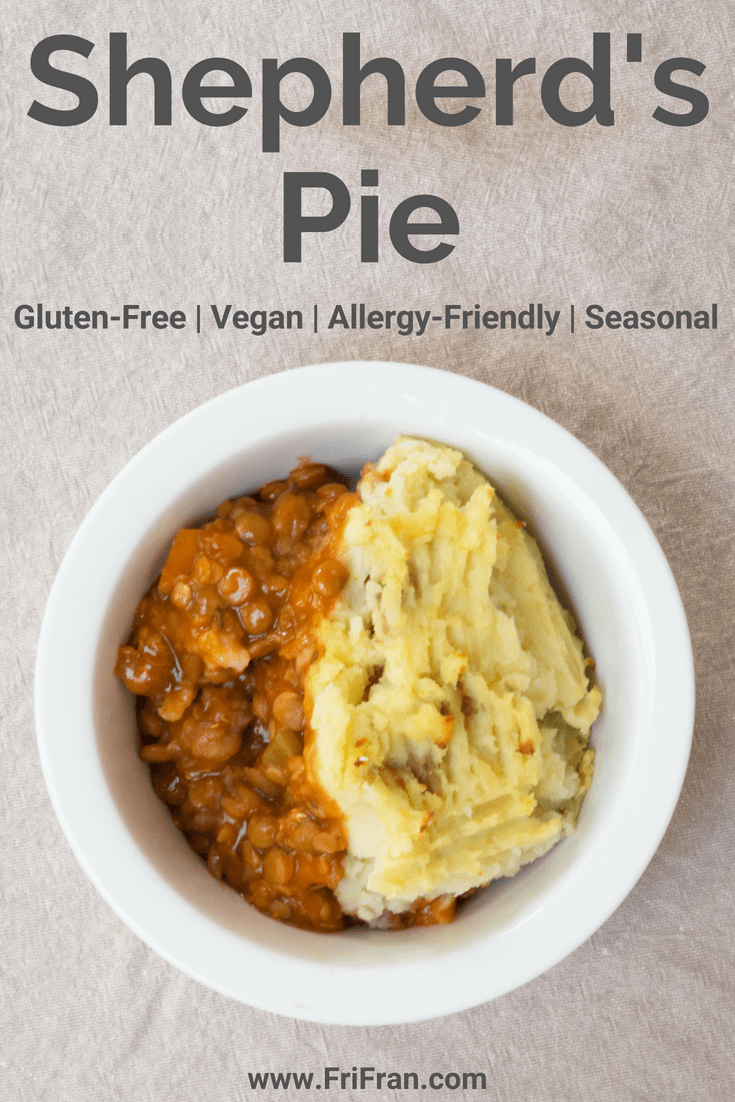 Gluten-Free, Vegan Shepherd's Pie. #GlutenFree #Vegan #GlutenFreeVegan. From #FriFran
